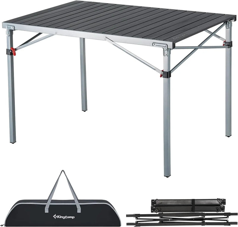 KingCamp Aluminum Folding Lightweight Roll Portable Stable Table for Camping Picnic Barbecue Backyard Party, Indoor & Outdoor, Oversize, Silver Black by GreenHaven Gardens