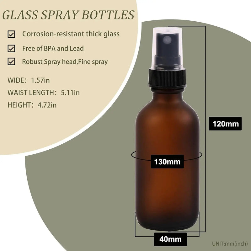 Amber Glass Small Spray Bottles 2 oz 24 Packs,Fine Mist Sprayer Pretty Finish,Refillable Containers mini spray bottles for Cleaning Solutions and Skin Care (Amber Frosted 24Pack) by GreenHaven Gardens