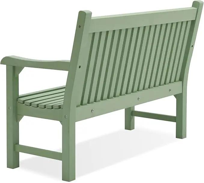 Psilvam Garden Bench, 2-Person Poly Lumber Patio Bench, All-Weather Outdoor Bench That Never Rot, Memorial Bench, Suit for Garden, Porch and Park (Green) by GreenHaven Gardens