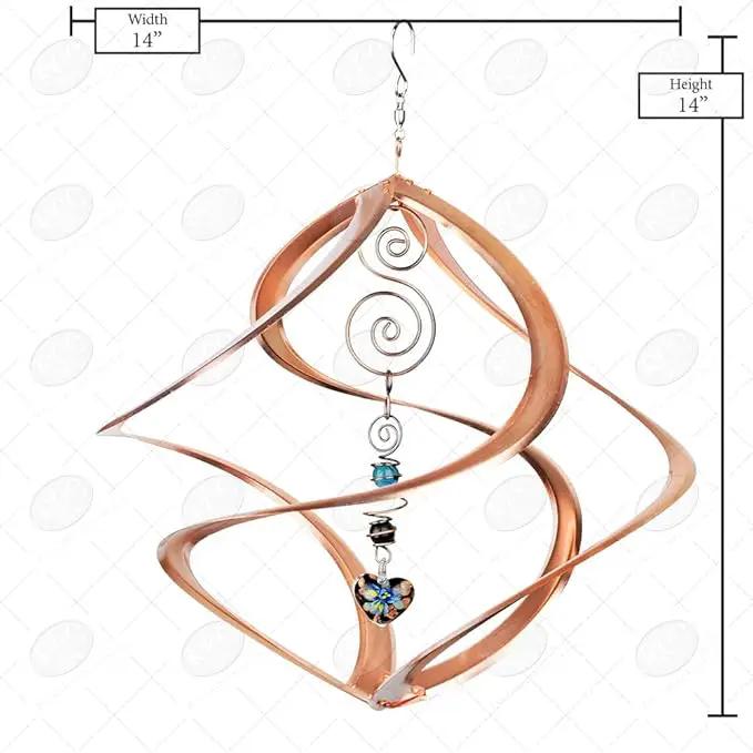 Red Carpet Studios 31042 Cosmix Wind Spinner Double Helix, Copper W/Heart Crystal, 14 Inch by GreenHaven Gardens