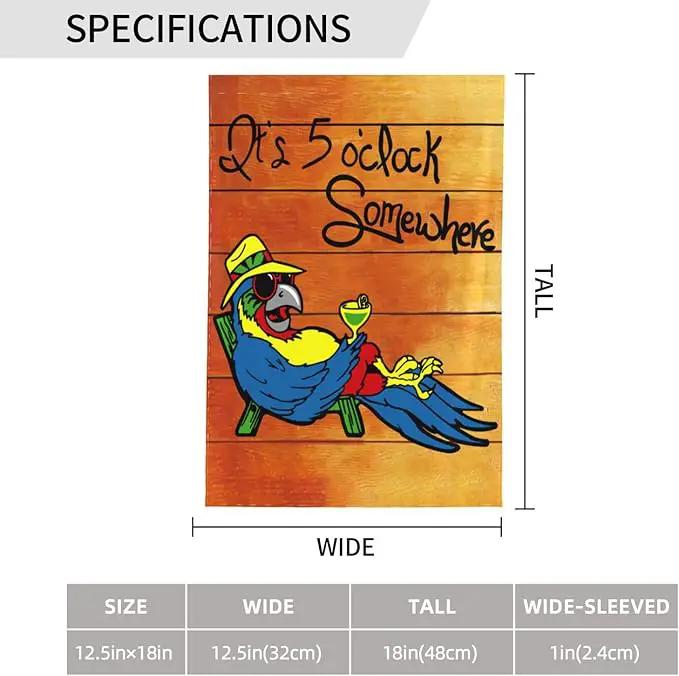 It's 5 O'Clock Somewhere Garden Flag 12x18 Inch Outdoor Decoration Banner Spring Summer Tropical Beach House Flags Yard Farmhouse Garden Deco Indoor Sign, Colour 1 by GreenHaven Gardens