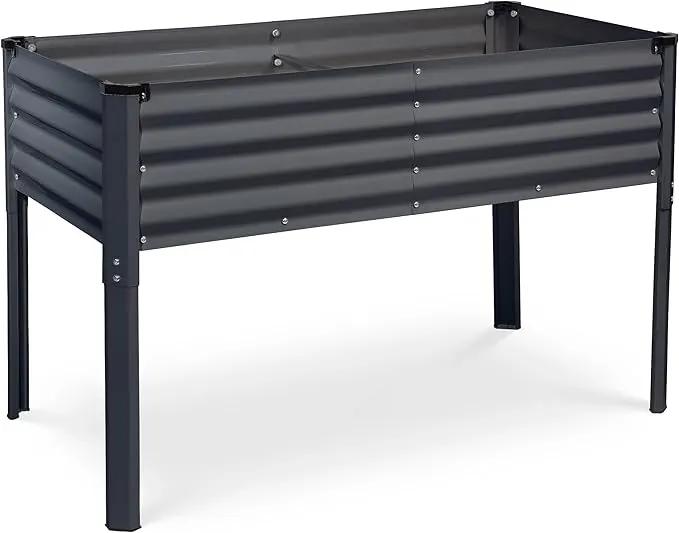 Galvanized Raised Garden Beds Outdoor with Legs // 48×24×31in Elevated Planter Box for Vegetables, Flowers (Gray) // Large Metal Garden Bed for Backyard Patio Gardening by GreenHaven Gardens