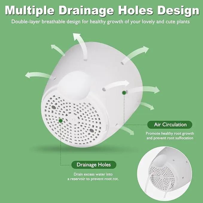 6 Inch Orchid Pots with Holes, 2 Pack Self Watering Planters for Orchids Plastic Orchid Pot Plant Flower Pots for Orchids Indoor Outdoor (White) by GreenHaven Gardens
