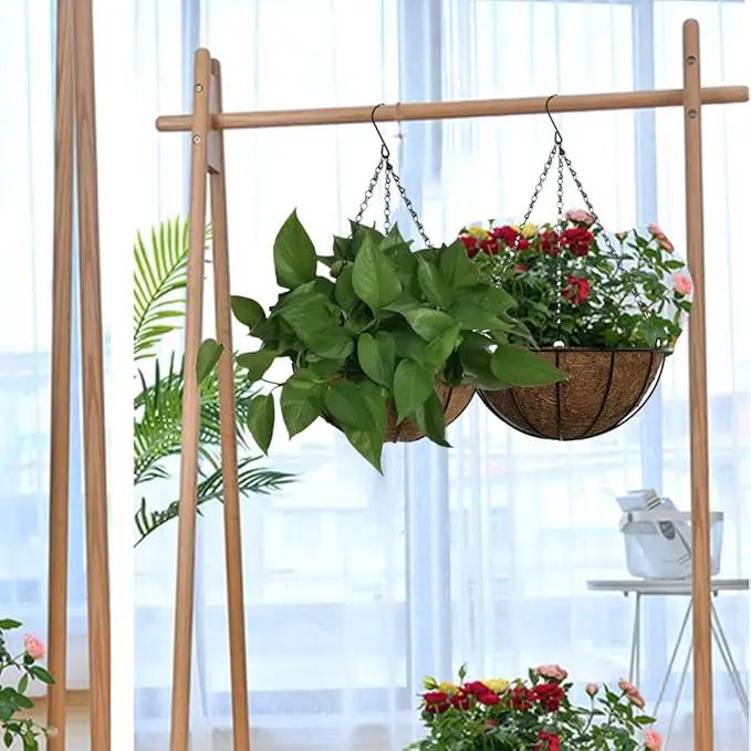 Hanging Plant Basket Flower Holder (2pack, 14 inch)-Metal Wire Round Hanging Basket Planter with Coco Fiber Liners for Plants Flower Pots Indoor Outdoor Garden Porch and Balcony Decor by GreenHaven Gardens
