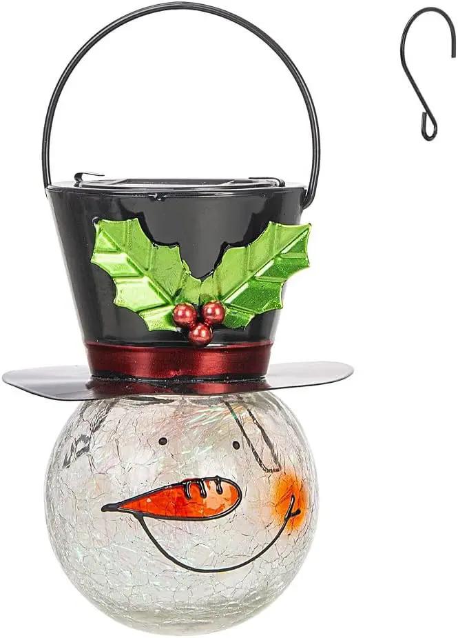 Starsoul Snowman Solar Lanterns, Christmas Outdoor Hanging Lantern Waterproof Decorative Snowman Lamps Decor for Garden, Patio, Yard, Porch, Xmas Holiday Party Decor (Large Leaves) by GreenHaven Gardens