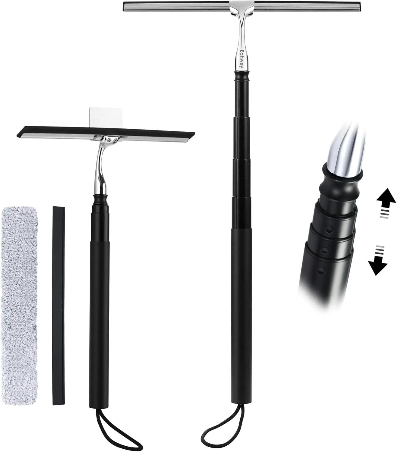 12-51’’ Telescopic Window Squeegee for Home, 2 in 1 Window Cleaning Squeegee Kit, Shower Squeegee for Glass Doors, Outdoor extendable Window Cleaner Tool for Floor Tile Wall Car Windshield by GreenHaven Gardens