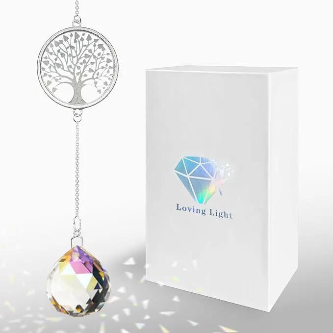Memorial Gifts for Loss of Loved One, Unique Sympathy Gift Idea Crystal Ball Window Suncatcher, Rainbow Bereavement Grief Gift Box for Loss of Mom Grangma Son Daughter Friend Dog, Tree of Life by GreenHaven Gardens