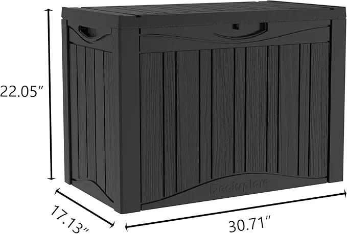 50 Gallon Lockable Resin Deck Box, Waterproof & UV-Resistant Outdoor Storage Box for Outdoor Cushion Storage, Garden Tools & Pool Accessories Storage, Black by GreenHaven Gardens