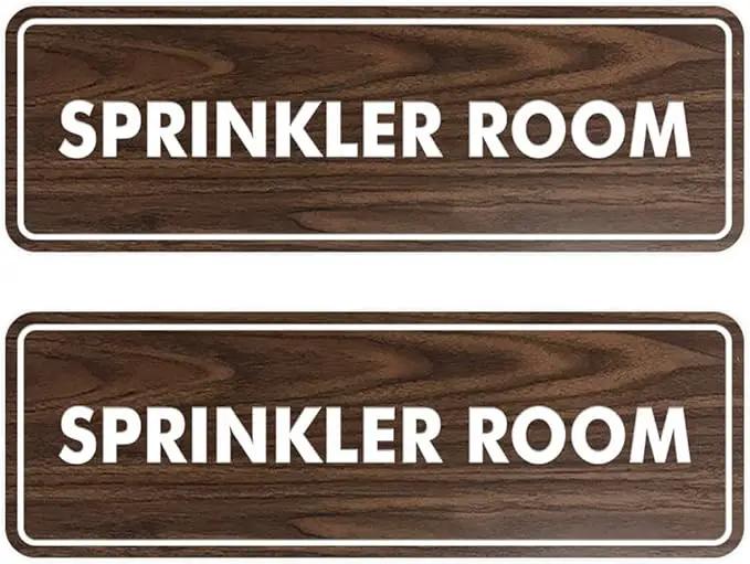 Signs ByLITA Standard Sprinkler Room Sign (Walnut) - Medium 2 Pack by GreenHaven Gardens