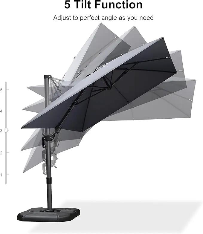 PURPLE LEAF 8.2' X 11.5' Tilting Patio Umbrella with Base Outdoor Cantilever Swivel Rectangle Umbrella Offset Umbrella with 360-degree Rotation for Garden Deck Pool Patio Light Grey by GreenHaven Gardens