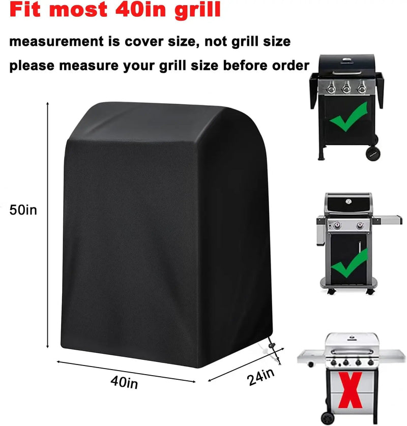 Grill Cover, 40-Inch Heavy Duty Waterproof UV Resistant BBQ Grill Cover for Outdoor Grill, Fit for Nexgrill Brinkmann Weber Char-Broil and More by GreenHaven Gardens
