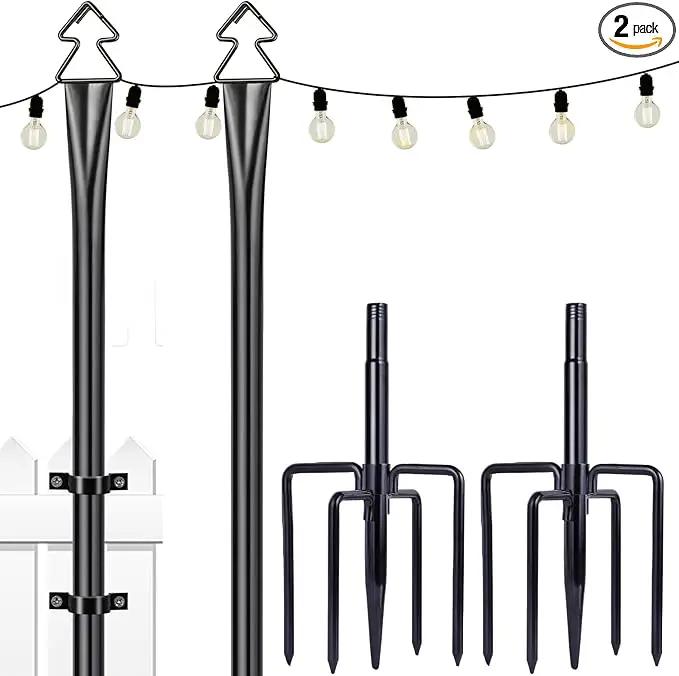 String Light Poles 2 Pack 9.8FT Light Pole for Outside Hanging - Backyard, Garden, Patio, Deck Lighting Stand for OutdoorParties, Wedding by GreenHaven Gardens