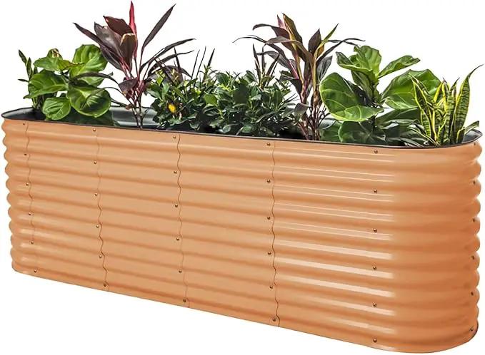 Vego garden 32" Extra Tall Raised Garden Bed Kits, 9 in 1 Modular Raised Planter Box for Vegetables Flowers Fruits Oval Metal Raised Garden Bed, Terra Cotta by GreenHaven Gardens