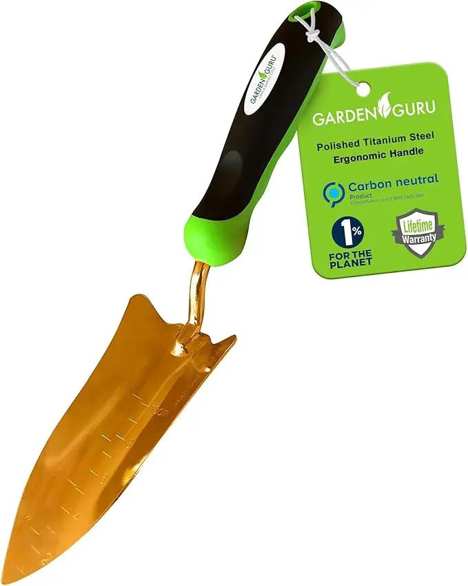Garden Guru Titanium Transplanter Trowel Shovel - Rust Resistant - Ergonomic Handle - Perfect Hand Shovel Tool for Gardening Weeding Transplanting and Digging in Garden Beds by GreenHaven Gardens