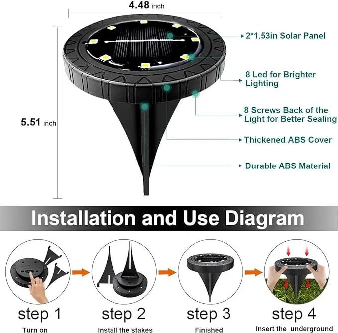 Solar Powered Ground lights 12 Pack,Waterproof LED Solar Lights Outdoor Solar Disk Lights Decorative,Solar Garden Lights for Landscape Pathway Patio Yard Walkway Path Lawn Driveway Lighting Warm White by GreenHaven Gardens