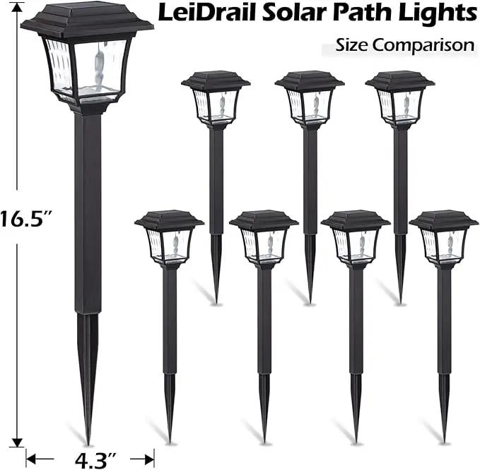 LeiDrail Solar Pathway Lights 8 Pack Solar Garden Lights with 2 Modes Waterproof Outdoor Path Light Warm White/Cool White LED Landscape Lighting for Yard Lawn Sidewalk Driveway Garden by GreenHaven Gardens