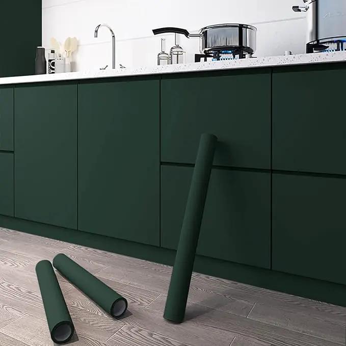 Dimoon 236''x15.7'' Emerald Dark Skin Peel and Stick Wallpaper Contact Paper Modern Self Adhesive Wall Paper Removable Renter Friendly Textured Solid Vinyl Roll (236''x15.7'',Emerald Dark Skin) by GreenHaven Gardens