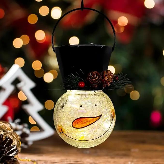 Starsoul Snowman Solar Lanterns, Christmas Outdoor Hanging Lantern Waterproof Decorative Snowman Lamps Decor for Garden, Patio, Yard, Porch, Xmas Holiday Party Decor (Pinecone) by GreenHaven Gardens
