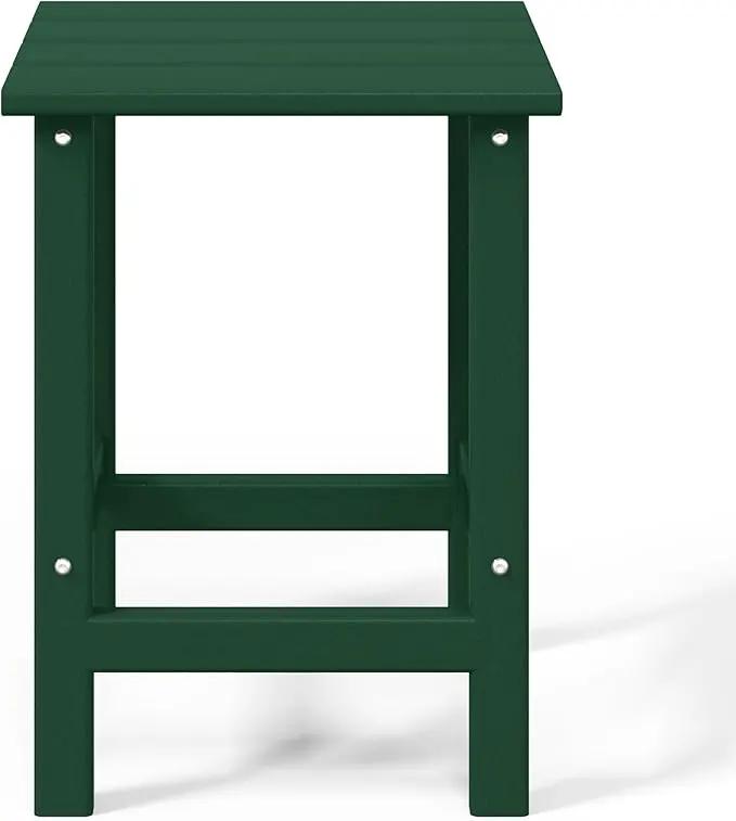 WO Home Furniture Adirondack Chairs Table Set of 3 PCS Outdoor Folding Chairs Side End Table Weather/UV Resistant for Lawn, Garden, Bon Fire, Balcony (Dark Green) by GreenHaven Gardens