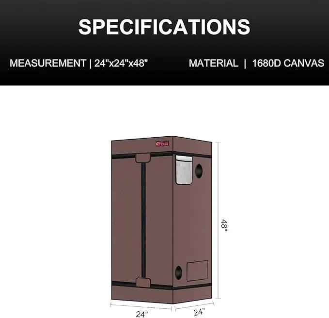 ATOUR 2x2 Grow Tent, 24"x24"x48''High Reflective Mylar 1680D Hydroponic Grow Tents, Waterproof Grow Tent with Double Cleart Observation Door and Floor Tray, for Indoor Plant Growing by GreenHaven Gardens