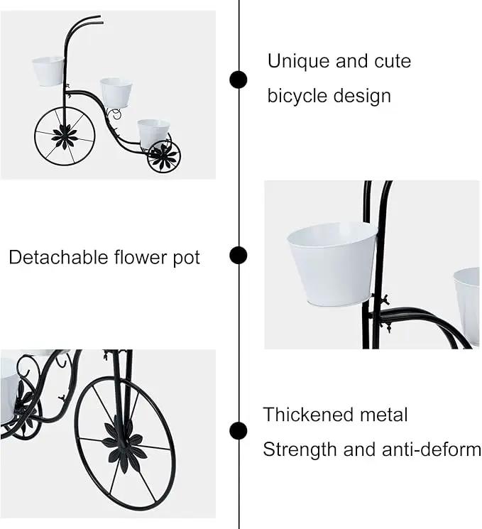 LEWIS&WAYNE Metal Tricycle Planter, 3 Tier Floral Flower Plant Stand Holder Hand Painted Outdoor Garden Patio Decor by GreenHaven Gardens