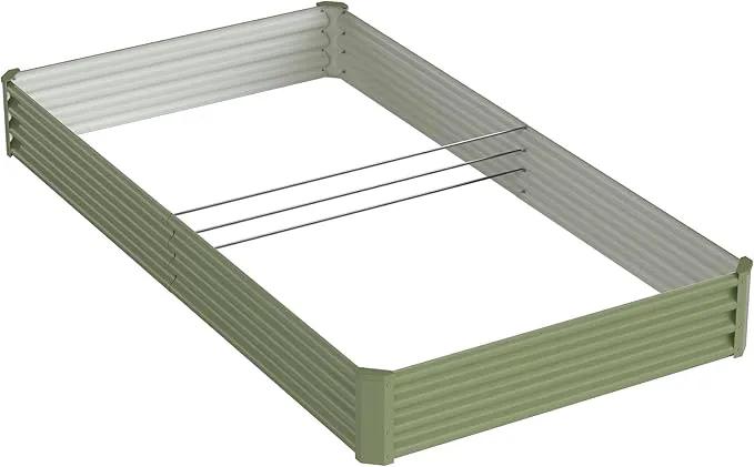 8x4x1ft Raised Garden Bed-Outdoor Galvanized Planter Box for Vegetables, Fruits,Herbs, Flowers, Metal Raised Garden Bed kit-Green by GreenHaven Gardens