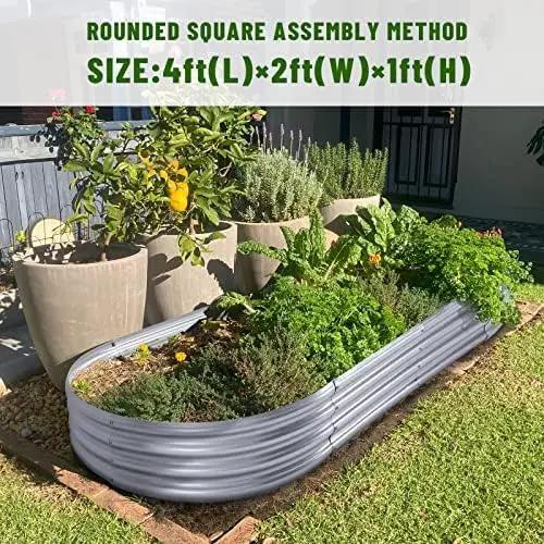 Land Guard 2Pcs Galvanized Raised Garden Bed Kit, Galvanized Planter Oval Large Metal Raised Garden Boxes Outdoor for Vegetables… by GreenHaven Gardens