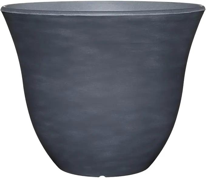 Classic Home and Garden Indoor/Outdoor Round Honeysuckle Resin Flower Pot Planter, Zinc Grey, 13" by GreenHaven Gardens
