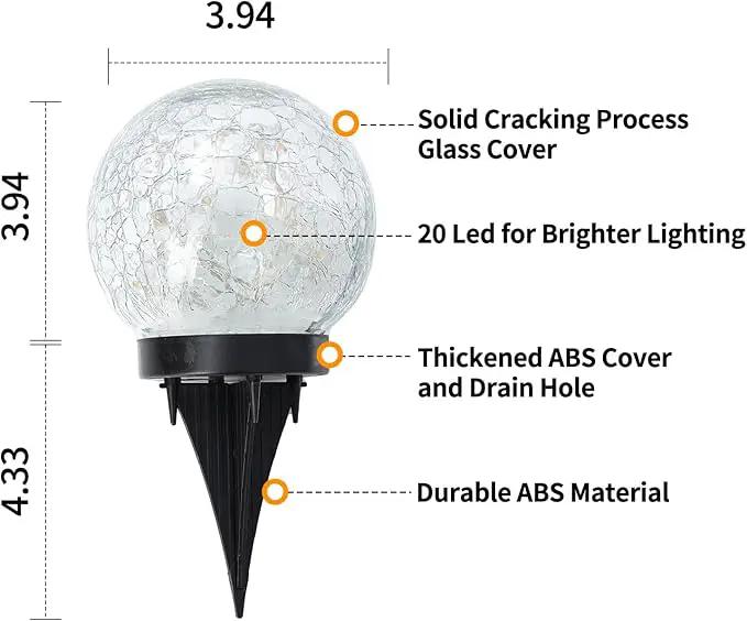 Solar Globe Lights Outdoor Waterproof-Solar Balls Garden-Cracked Glass Ball Solar Lights Outdoor-Solar Orbs Outside-Outdoor Decorations Patio & Yard Lawn Backyard Decor (GUO-XBQ-4-4-4) by GreenHaven Gardens