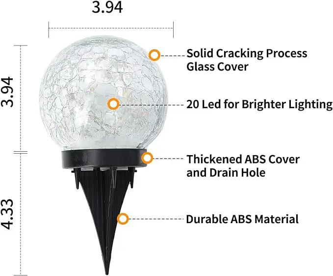 Solar Globe Lights Outdoor Waterproof-Solar Balls Garden-Cracked Glass Ball Solar Lights Outdoor-Solar Orbs Outside-Outdoor Decorations Patio & Yard Lawn Backyard Decor (GUO-XBQ-4-4-4) by GreenHaven Gardens