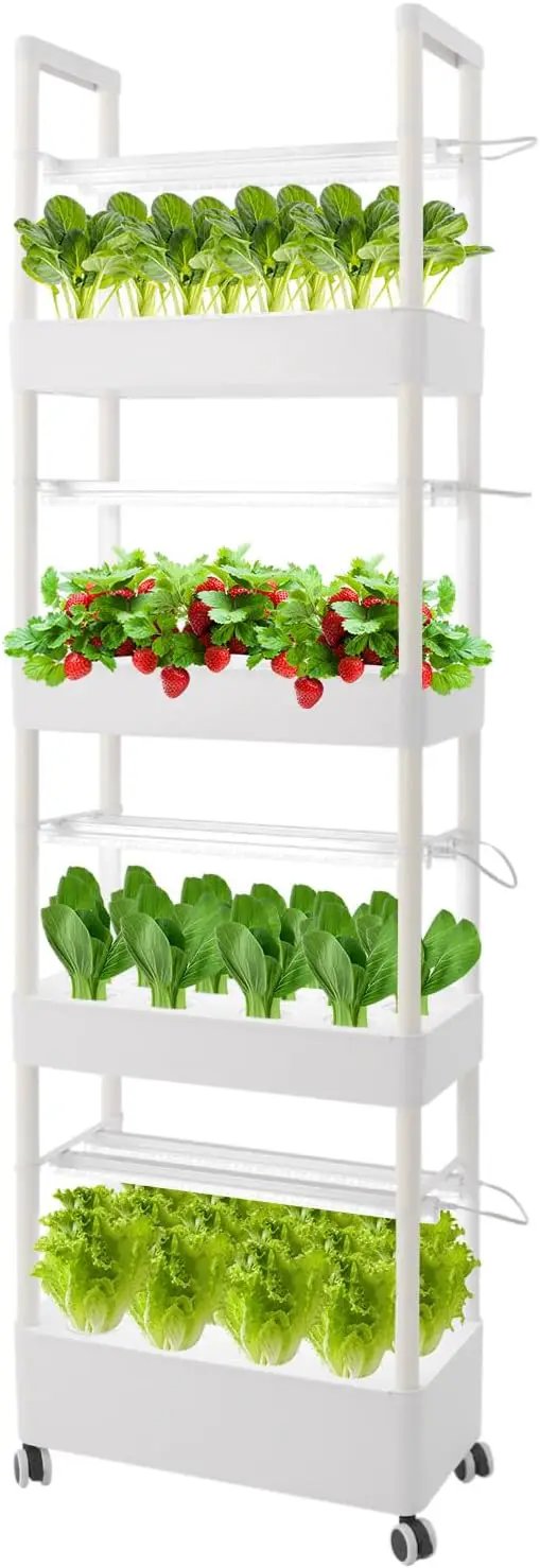 Hydroponic Growing Tower System Kit, 56-Plant Vertical Hydroponics Garden Tower with LED Grow Light, for Outdoor Indoor Herbs Fruits Vegetables Smart Garden Planter Kit by GreenHaven Gardens