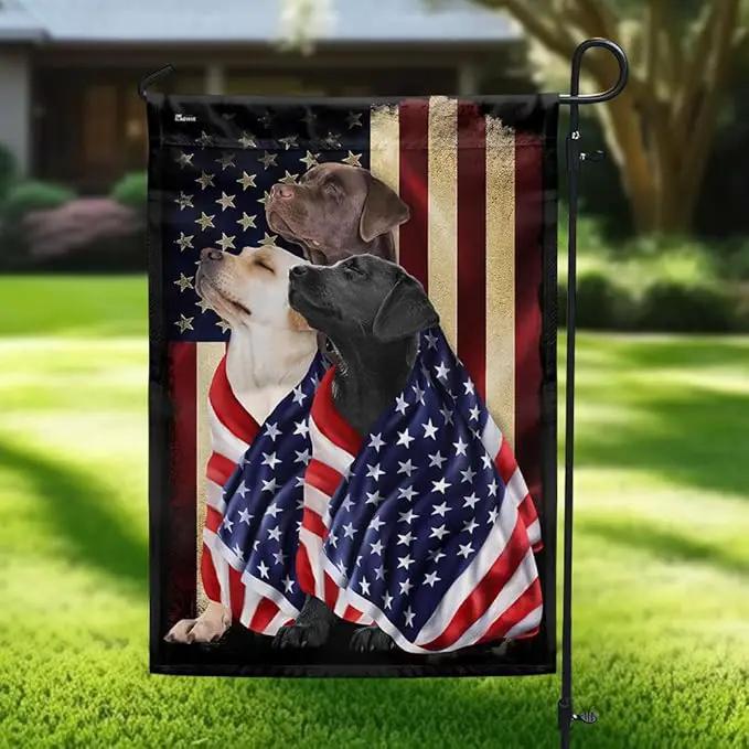 FLAGWIX Three Labrador Retriever Flag - Outdoor Labrador Decorations, Garden Flag (11.5" x 17.5"), Heavy-duty Canvas Labrador Flag Double Sided Garden Décor by GreenHaven Gardens