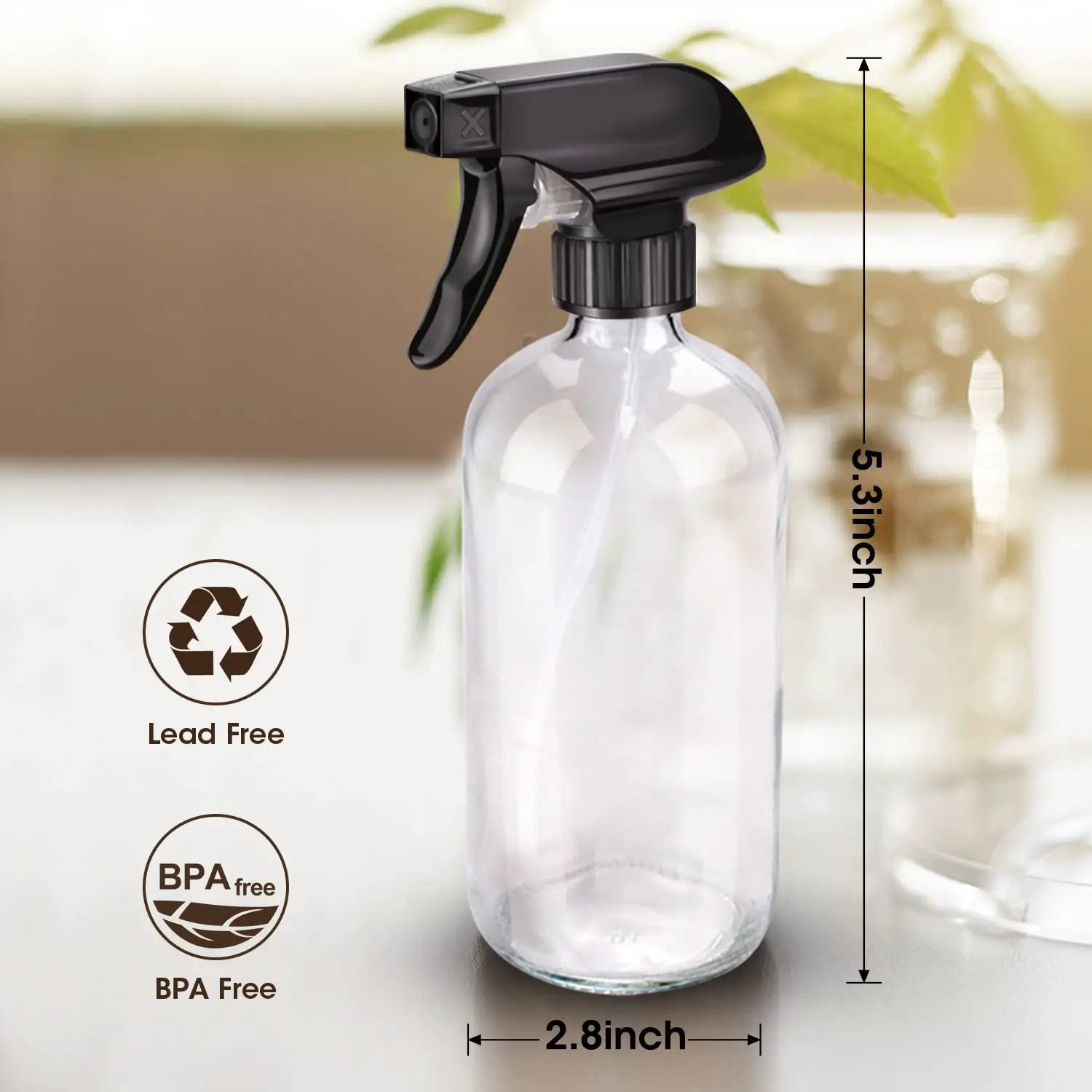 Wedama Glass Spray Bottles, 16 oz Glass Spray Bottles for Cleaning Solutions and Essential Oils, Refillable Empty Spray Bottle with Adjustable Nozzles for Alcohol, Plant and Hair Care (1 Pack) by GreenHaven Gardens