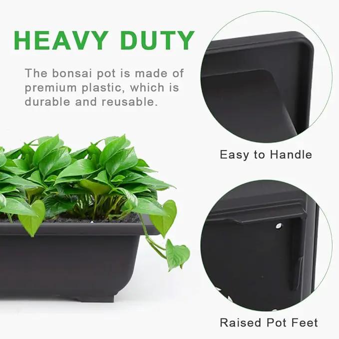 GROWNEER 6 Pack 9 Inch Bonsai Pots with Drainage Humidity Trays, Bonsai Tree Training Kits with 1 Repotting Mat, Plant Container Planter Growing Pot for Garden Outside Indoor by GreenHaven Gardens