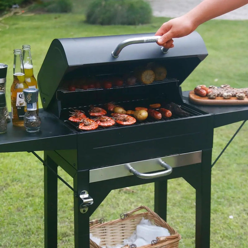 MASTER COOK Charcoal Grill with Two Side Tables, Heavy-duty Steel Barbecue BBQ Grill for Outdoor Picnic Backyard Patio and Parties, 43"*38"*17" by GreenHaven Gardens