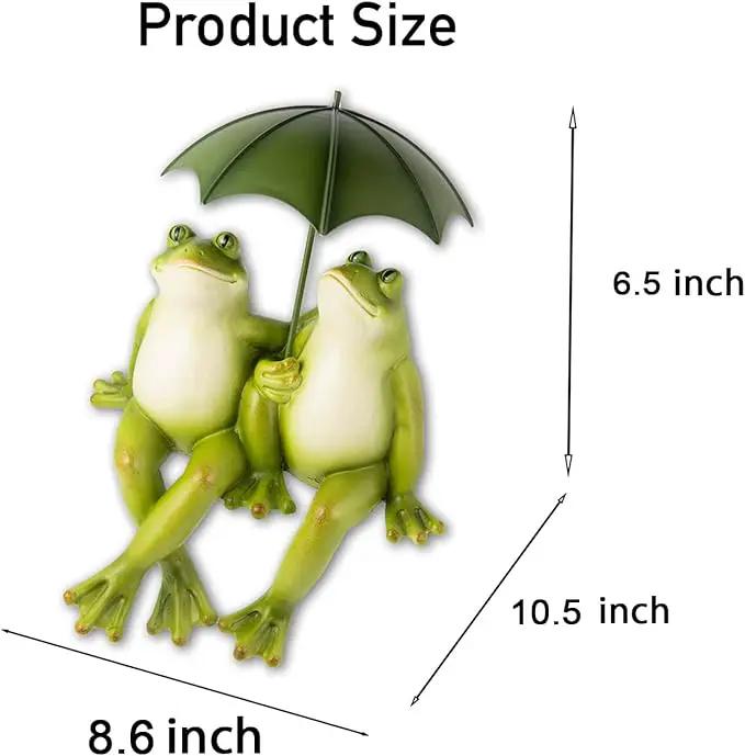 Couple Frogs Outdoor Statue - Frogs Decor Resin Happy Couple Hold an Umbrella Garden Statue Frog Garden Décor for Patio Yard Lawn Porch Gardening Décor 8.5" x 11" x 6.5" by GreenHaven Gardens