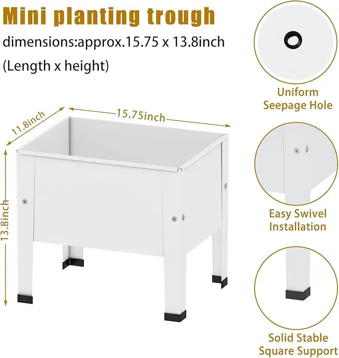 aboxoo 2 Packs 14 Inch Small Planter Raised Garden Bed with Legs,Outdoor Metal Planter Box for Patio,Elevated Garden Bed for Vegetables Flower Herb(White) by GreenHaven Gardens