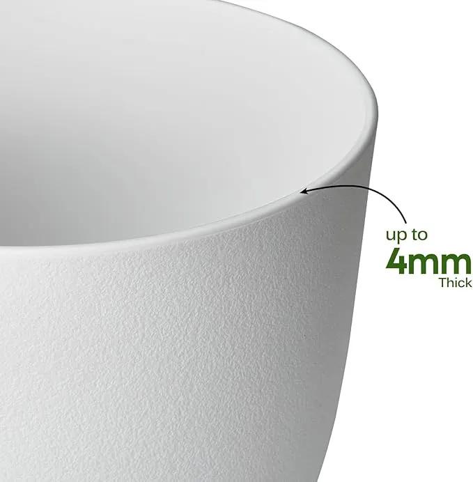 Plant Pots 8 Inch Set of 2, Flower Pots with Multi Mesh Drainage Holes, Planters for Indoor Outdoor Garden Plants and Flowers (White) by GreenHaven Gardens
