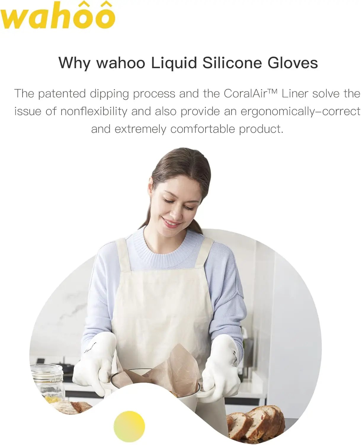 wahoo Professional Liquid Silicone Oven Mitts Gloves, Heat Resistant Gloves for Cooking, Baking, CoralAir Liner, 12 Inch, White, X-Large by GreenHaven Gardens