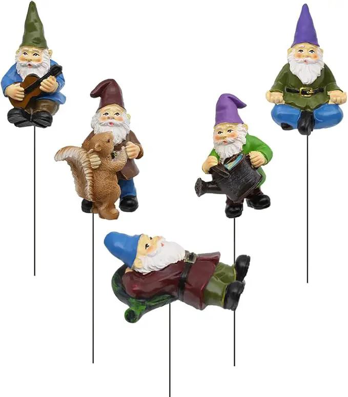 Garden Miniature Gnomes Set of 5PCS,Happy Life Gift for Outdoor Fairy Garden Yard Lawn Décor by GreenHaven Gardens