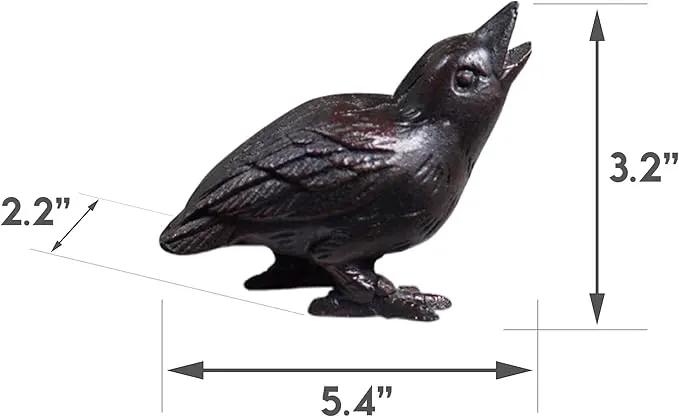 NACH Cast Iron Baby Crow Statue, Raven Garden Statues, Crow Garden Sculpture, Bird Figurines Home Decor, Crow Decor, Raven Decor, Black Bird Statue, 5.4 x 2.2 x 3.2 inches, JS-90-7116 by GreenHaven Gardens
