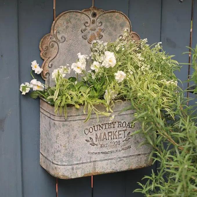 All Chic Metal Wall Planter Wall Mount Planter Wall Metal Hanging Planter Wall Vases for Flowers Planters for Outdoor Plants for Farmhouse Wall Decor (Rustic) by GreenHaven Gardens