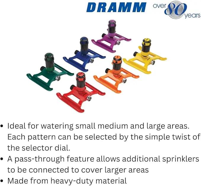 Dramm ColorStorm Gear Drive Sprinkler on Heavy Duty,Durable Metal Base, 4 Patterns, Ideal for Small, Medium & Large Areas with Pass Through Feature, Berry, 40 Foot Diameter by GreenHaven Gardens