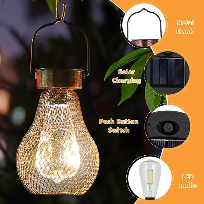 Solar Lanterns Outdoor Hanging Lights for Porch Waterproof,2 Pack Solar Lights Led Powered Lanterns Decorative for Outside Yard Garden Patio Pathway Decor by GreenHaven Gardens