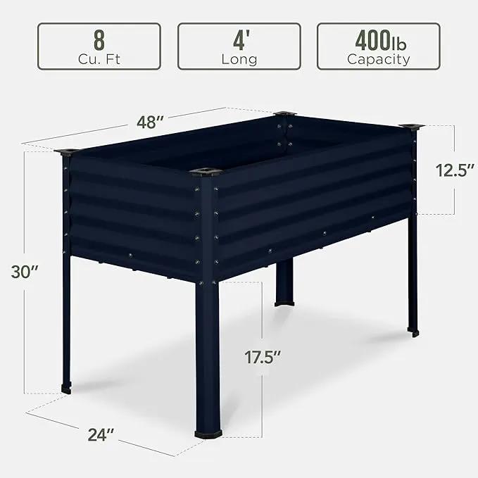 Best Choice Products 48x24x30in Galvanized Raised Garden Bed, Metal Elevated Planter Box, Vegetable Garden for Backyard, Patio, Balcony - Navy Blue by GreenHaven Gardens