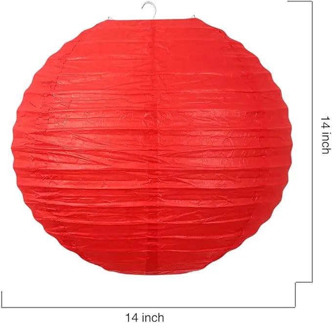 Chinese Style Paper Lanterns, Set of 12, Suitable for Party Decoration (Red, 14in) by GreenHaven Gardens