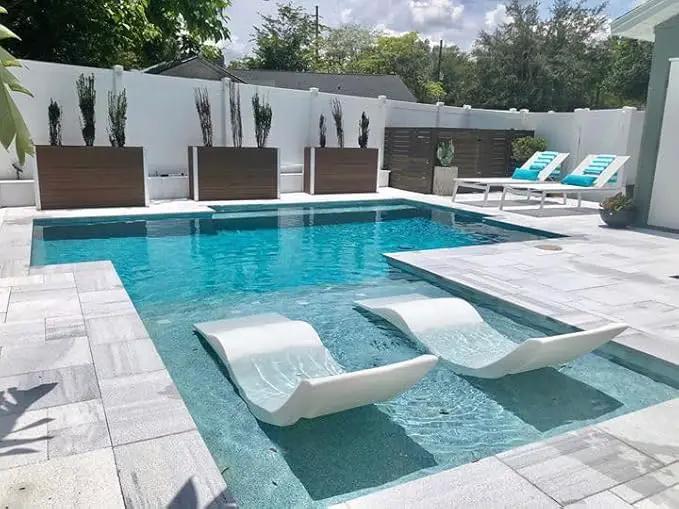 Aqua Outdoors Pool Chaise Lounge Chairs for Ledge & Shelf, Water-Weighted Pool Lounger for Depths Up to 9”, No Screw Plugs & Tools Needed, Classic White Ledge Lounger, Set of 1 by GreenHaven Gardens