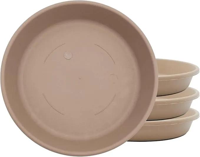 The HC Companies Flower Pot Saucers - Plastic Plant Saucer for Outdoors & Indoors - Traditional Design Plant Pot Trays for Water Drainage - Durable & Stylish Round Plant Tray (8-inch Sandstone) by GreenHaven Gardens