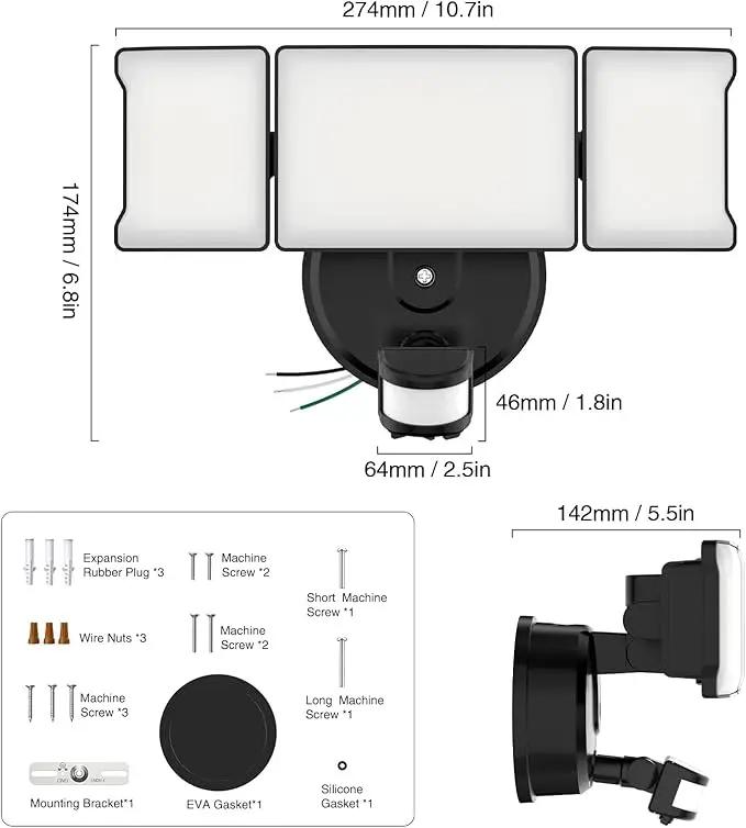 Onforu 65W Motion Sensor Outdoor Lights, 6000lm 6500K Daylight Flood Light Outdoor Motion Sensor, IP65 Waterproof Motion Detected Lights for Outside, Hardwired LED Security Light for Garage Yard by GreenHaven Gardens