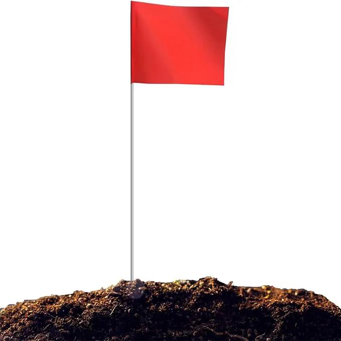Zozen 50Pack Red Marking Flags, Writable/15x4x5 Inch, Yard Flags for Lawn & Irrigation & Landscape & Sprinkler & Survey & Dog Training. by GreenHaven Gardens